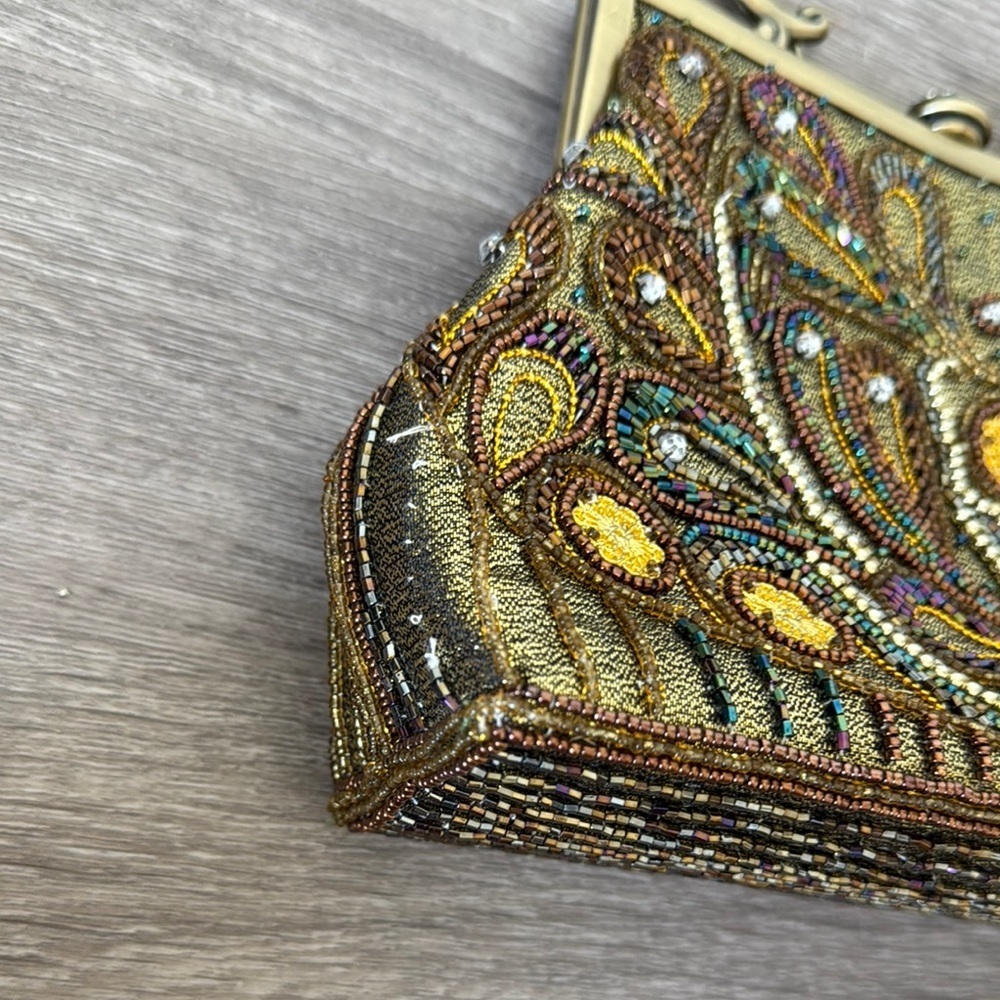Beaded Handbag with Gold and Brown Accents - Picture 3 of 16